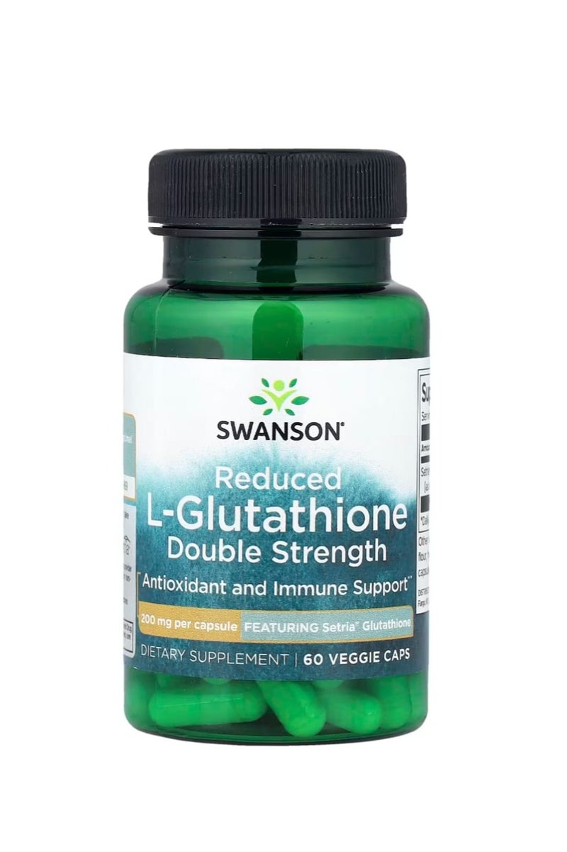سوانسون كبسولات نباتية من الجلوتاثيون المخفض القوة المزدوجة 200 ملغ، 60 كبسولة - Image 1