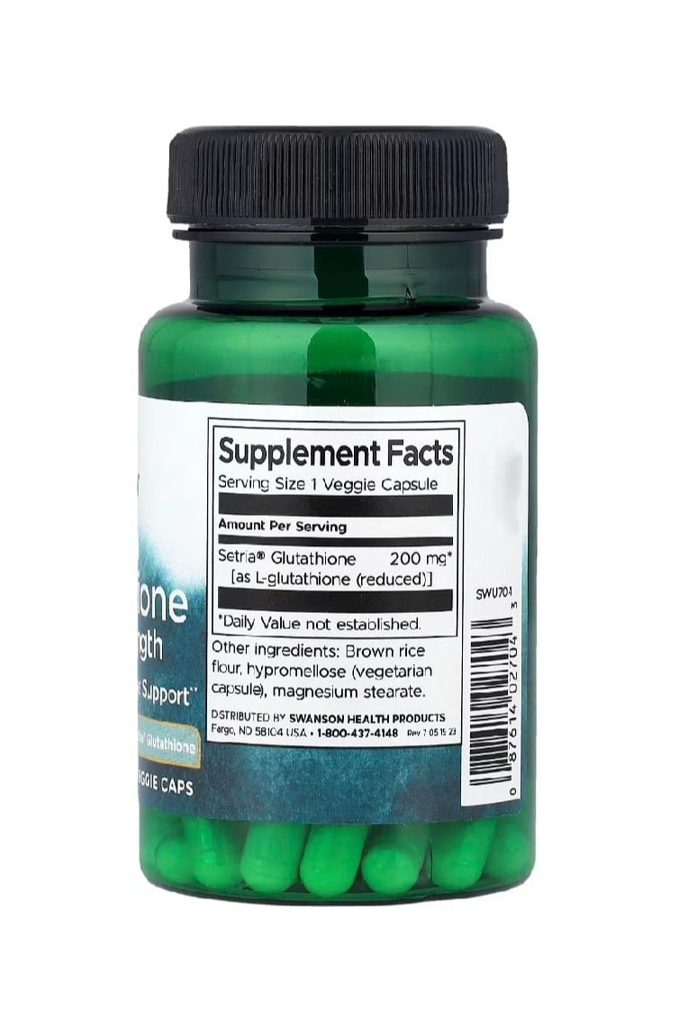 سوانسون كبسولات نباتية من الجلوتاثيون المخفض القوة المزدوجة 200 ملغ، 60 كبسولة - Image 2