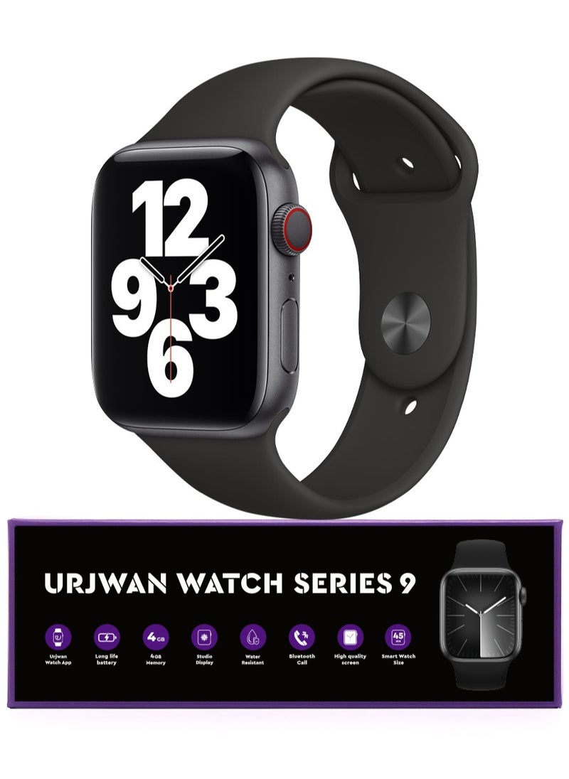 Urjwan - Smartwatch 9th Gen - Black, 45mm | High-Resolution Screen, Photo Display, Mobile App, Extra Strap, Call & Notification Support - Image 1