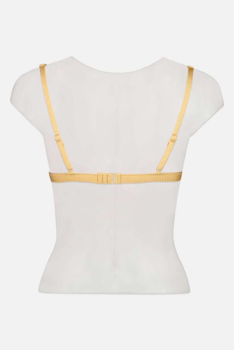 Aerie Women Ribbed Bikini Top, Gold  - Image 2