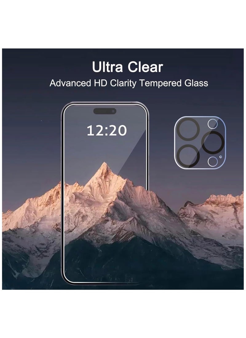 Arify-Tech Full Coverage Screen Protector for iPhone 15 Pro Max 6.7-inch with Camera Lens Protector, Tempered Glass Film, HD Clear, 2-Pack Each  - Image 4