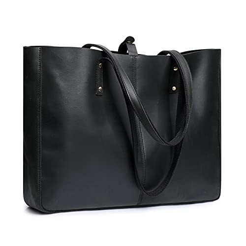 S-ZONE Genuine Leather Shoulder Tote Bag for Women Large Handbag Work Purse - Image 1