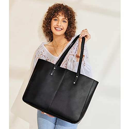 S-ZONE Genuine Leather Shoulder Tote Bag for Women Large Handbag Work Purse - Image 2