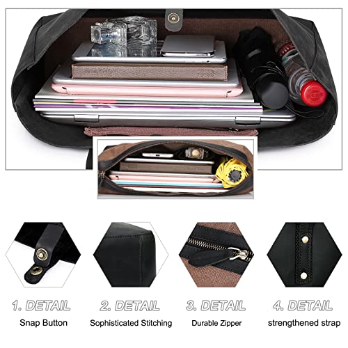 S-ZONE Genuine Leather Shoulder Tote Bag for Women Large Handbag Work Purse - Image 5