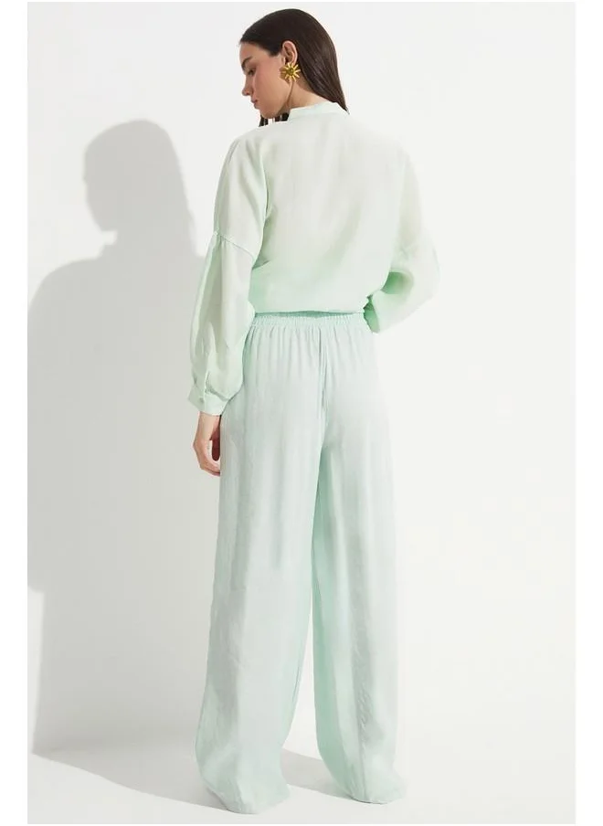 جون June Exclusive Elastic Waist Modal Blend Trouser Mint