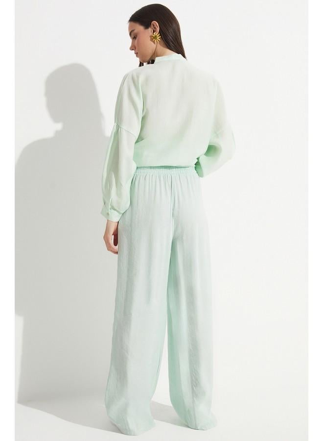 جون بنطلون مودال مريح بخصر مطاطي حصري لشهر يونيو - نعناعي - Image 2