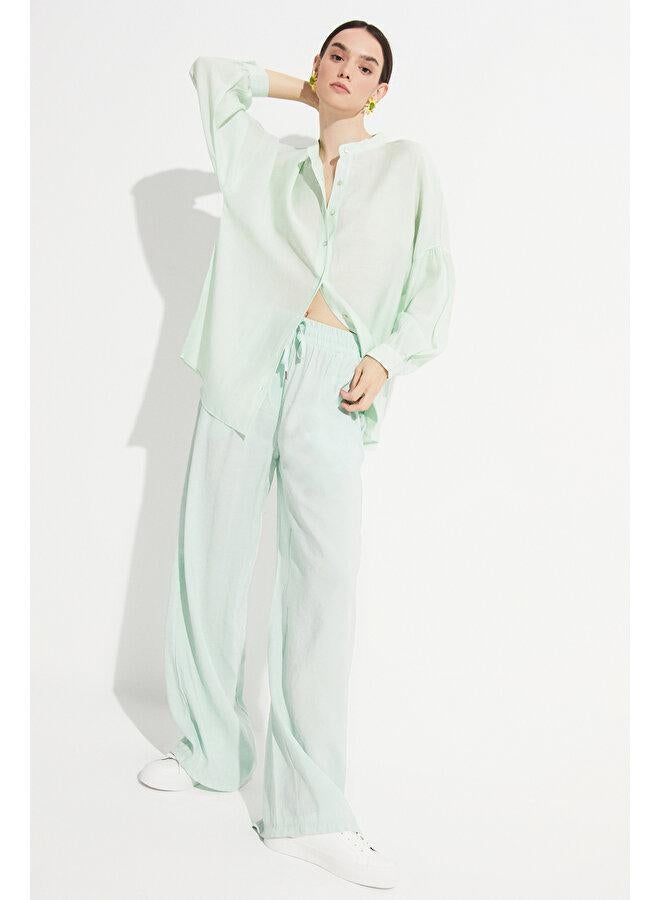 جون بنطلون مودال مريح بخصر مطاطي حصري لشهر يونيو - نعناعي - Image 5