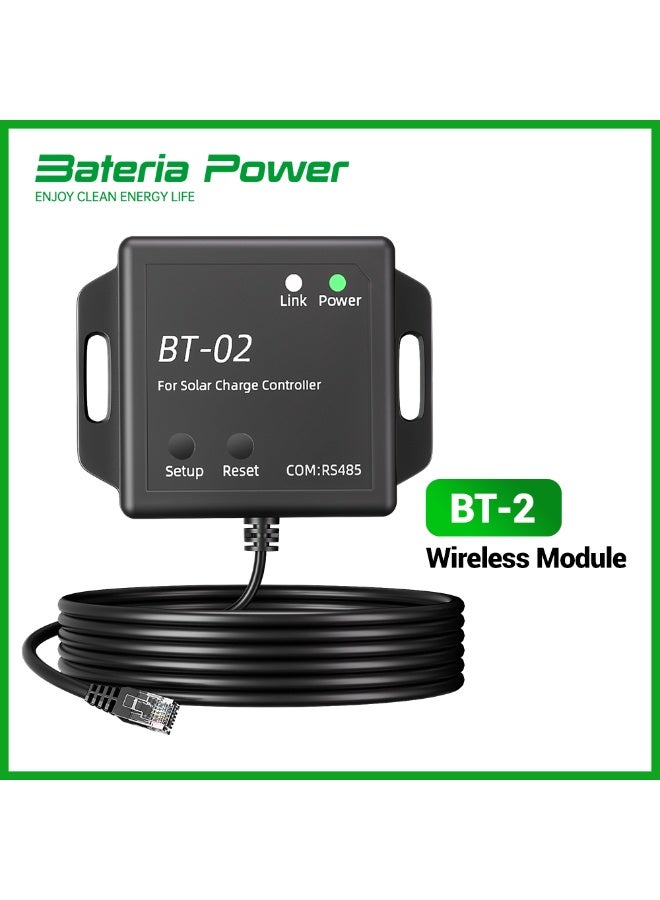 بطارية الطاقة تقوم الوحدة اللاسلكية Bt-2 بإجراء المراقبة في الوقت الفعلي وضبط إعدادات المعاملات عبر منفذ الاتصال RJ45، وهي متوافقة مع طرازات MPPT 60/80/100. - Image 1