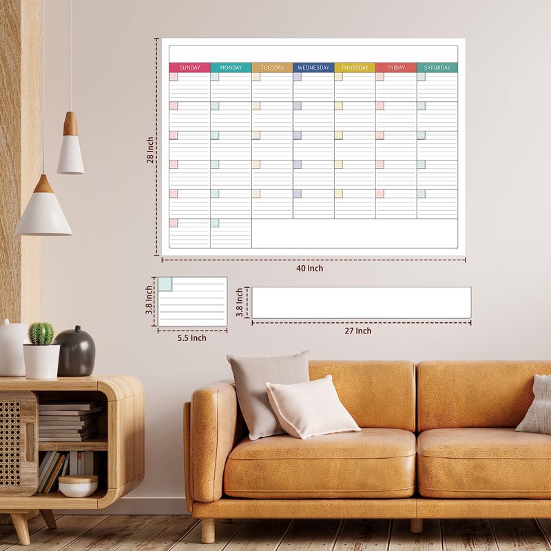 Shoparr Large Dry Erase Calendar for Wall - Undated Dry Erase Calendar, Erasable Laminated Calendars for Wall with 8 Round Stickers, 40" x 28", Monthly Calendars for Office, Home, Classroom - Colorful - Image 2