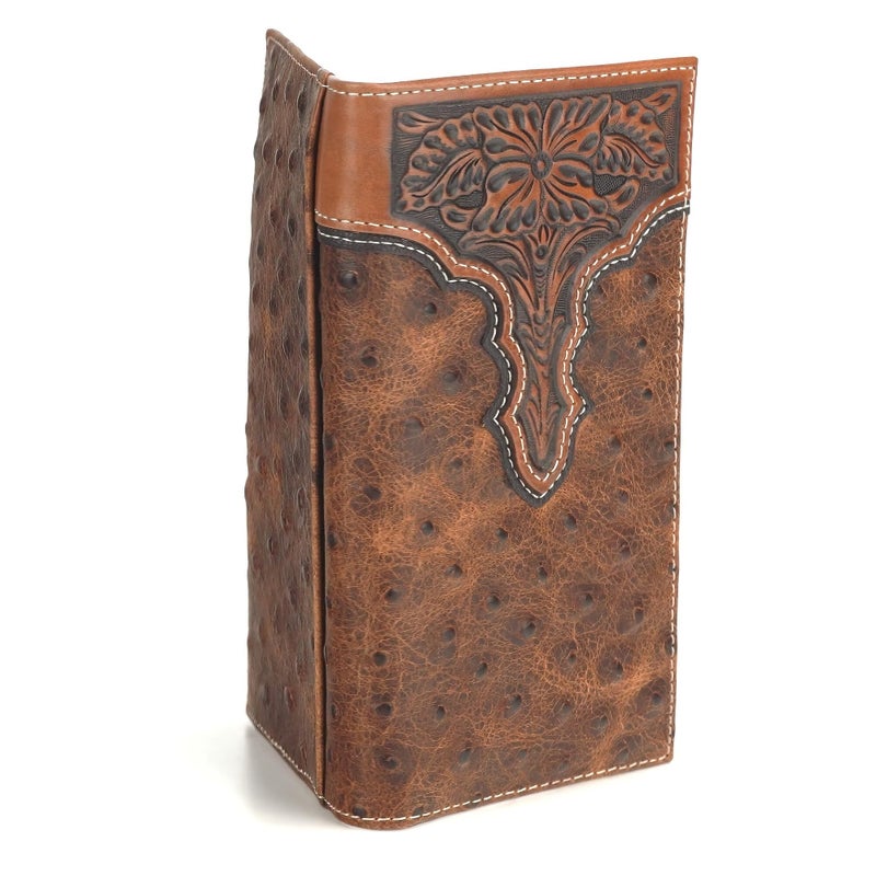 ARIAT Men's Rodeo Ostrich Print Floral Embossed Wallet - A3553102 One Size - Image 2