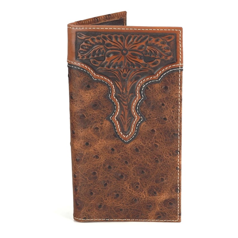 ARIAT Men's Rodeo Ostrich Print Floral Embossed Wallet - A3553102 One Size - Image 1