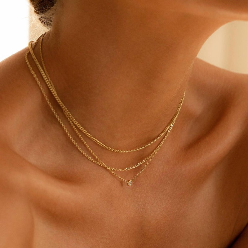Krfy Gold Chain Necklace for Women Trendy - 925 Sterling Silver Clasp Dainty Choker Necklace 14K Gold Plated Thin Simple Rolo Chain Necklace Non Tarnish Waterproof Gold Jewelry for Women 16 inch - Image 5