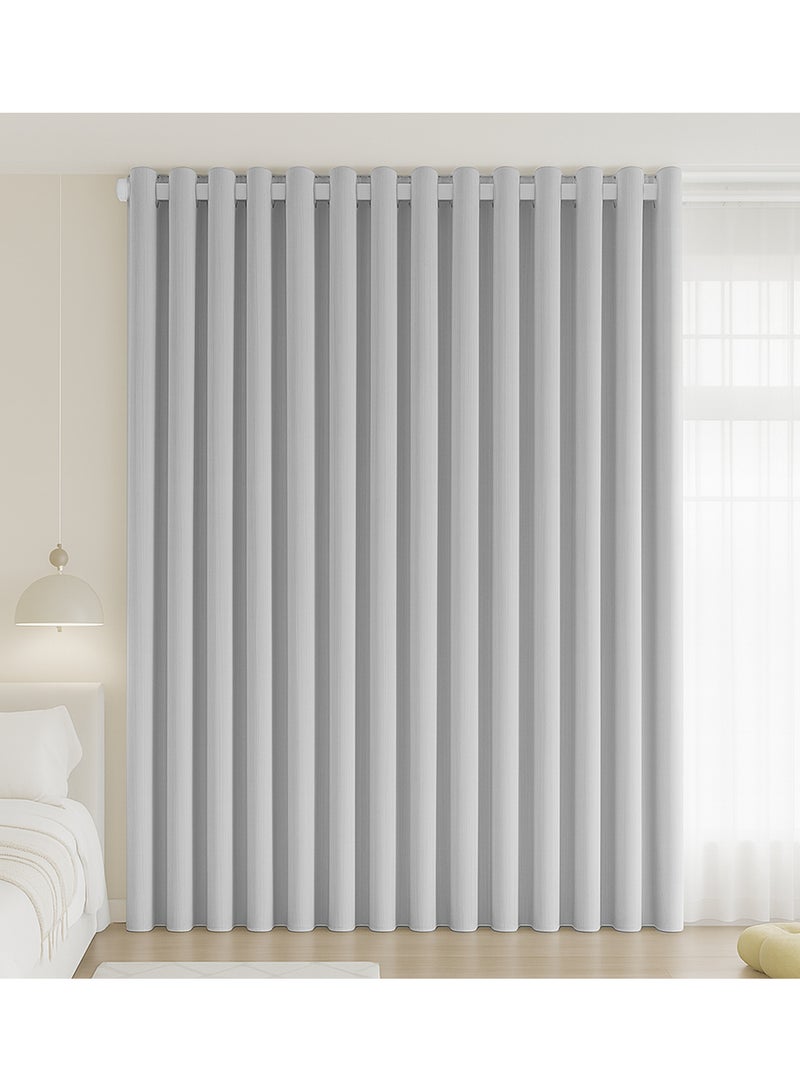 Double-Sided Chenille Blackout Curtain – Grommet Top, 95% Light Blocking, Single Panel, Fits Windows 125–165 cm Wide (Light Grey W250 × H270 cm) - Image 1