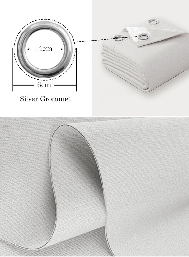Double-Sided Chenille Blackout Curtain – Grommet Top, 95% Light Blocking, Single Panel, Fits Windows 125–165 cm Wide (Light Grey W250 × H270 cm) - Image 3