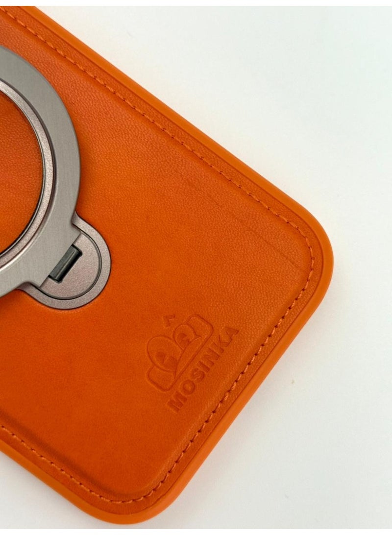 general Luxury Faux Leather MagSafe Phone Case with Magnetic Ring Stand - iPhone 17 Pro Max Cover for Hands-Free Viewing & Secure Grip - Image 4