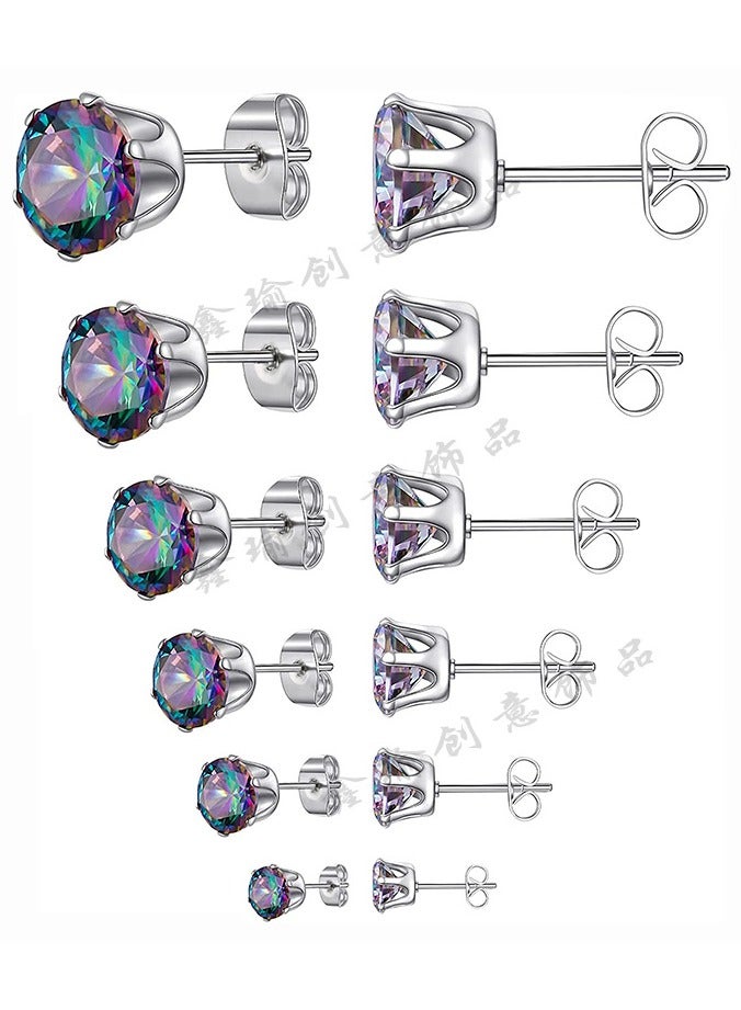3-8mm  Ear Stud Set 6 Pairs - Image 1