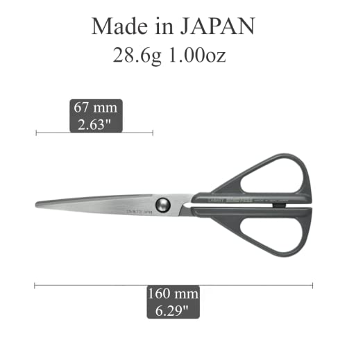 CANARY Office Scissors for Desk 6.3" [Extra Non-Stick Coating], Japanese Stainless Steel Blade [BOND FREE SERIES], Made in JAPAN, Grey - Image 2