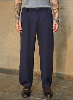 كامبوس سوترا Men's Midnight Black Straight-Cuffed Pleated Trousers  - Image 2
