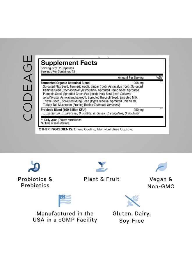 Codeage Sbo Probiotics, 100 Billion Cfus Per Serving, Multi Strain Soil Based Organisms Blend And Organic Fermented Botanical Blend, Shelf-Stable, 90 Capsules - Image 2