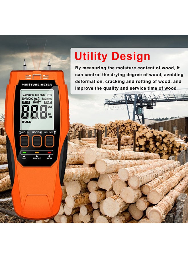 Generic - Digital Wood Moisture Test Meter LCD Display with Backlight Timber Humidity Tester Wood Building Moisture Content Detector - Image 1