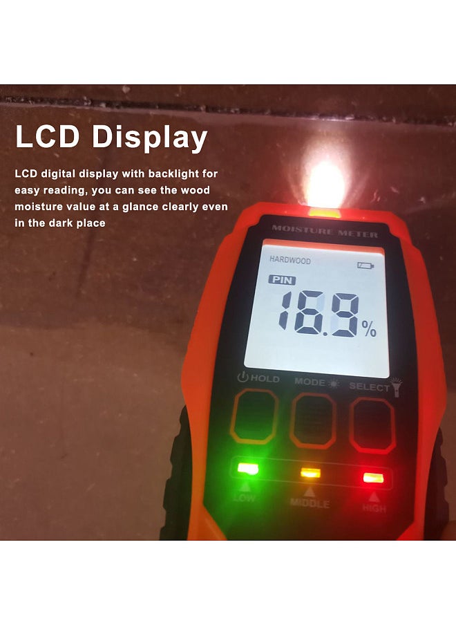 Generic - Digital Wood Moisture Test Meter LCD Display with Backlight Timber Humidity Tester Wood Building Moisture Content Detector - Image 1