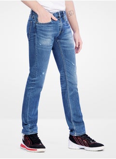 Web Denim Web Denim Light Blue Mid Waist Regular Fit Straight Jeans Fashionable Relaxed Fit Denim Pant For Men  - Image 1