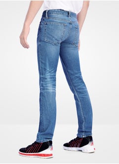 Web Denim Web Denim Light Blue Mid Waist Regular Fit Straight Jeans Fashionable Relaxed Fit Denim Pant For Men  - Image 2