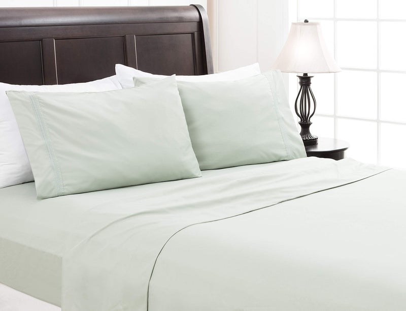 Chanasya Chanasya Premium Soft Sage Green King Bed Sheets Set 4-Piece - Percale Microfiber - Fitted Sheet Flat Sheet and Pillow Cases - Deep Pocket Wrinkle Resistant (King) Sage Pearl  - Image 4
