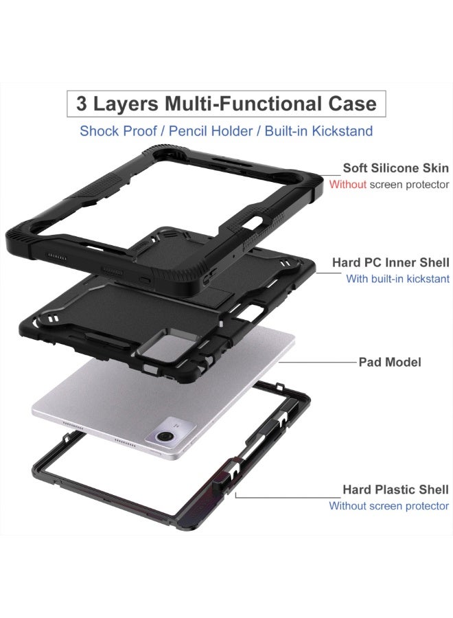Compatible with Lenovo Idea Tab 11 inch 2025 (TB-336ZU/TB-336FU) Kids Case, with Kickstand  Pen Holder, Rugged Shockproof Heavy Duty Soft Silicone Hard PC Hybrid Case - Image 5