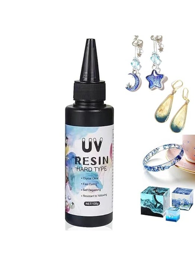 إكسفور اكسيفور راتنج يعمل بالاشعة فوق البنفسجية، راتنج ايبوكسي شفاف كريستالي للمعالجة بالاشعة فوق البنفسجية لصنع المجوهرات بنفسك، ديكور الحرف اليدوية، راتنج نشط معالج بالطاقة الشمسية للصب والطلاء (100 غرام، شفاف) - Image 1