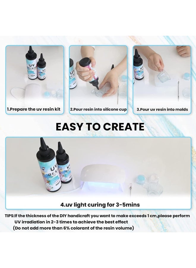 إكسفور اكسيفور راتنج يعمل بالاشعة فوق البنفسجية، راتنج ايبوكسي شفاف كريستالي للمعالجة بالاشعة فوق البنفسجية لصنع المجوهرات بنفسك، ديكور الحرف اليدوية، راتنج نشط معالج بالطاقة الشمسية للصب والطلاء (100 غرام، شفاف) - Image 2