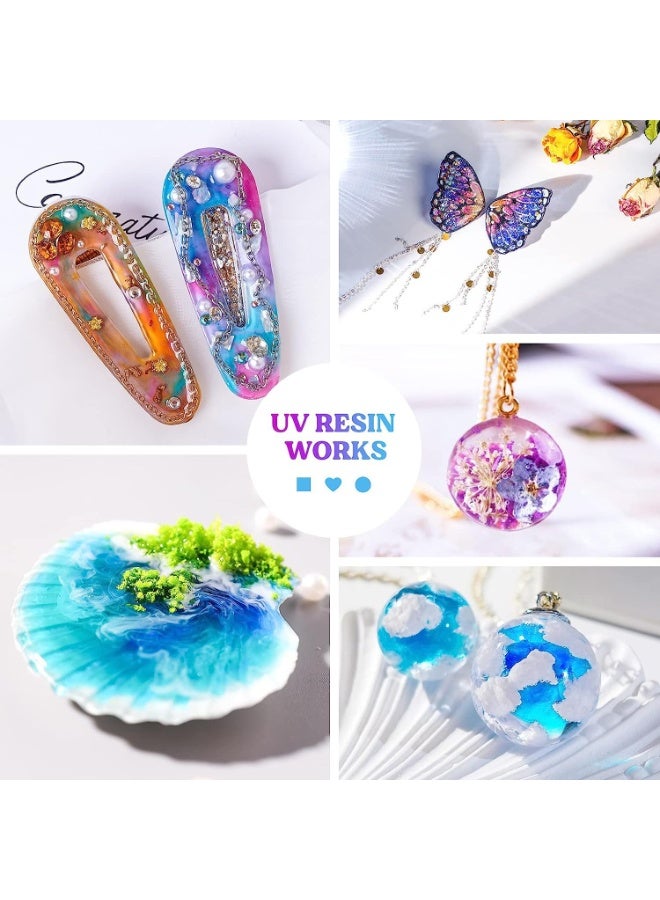 إكسفور اكسيفور راتنج يعمل بالاشعة فوق البنفسجية، راتنج ايبوكسي شفاف كريستالي للمعالجة بالاشعة فوق البنفسجية لصنع المجوهرات بنفسك، ديكور الحرف اليدوية، راتنج نشط معالج بالطاقة الشمسية للصب والطلاء (100 غرام، شفاف) - Image 4