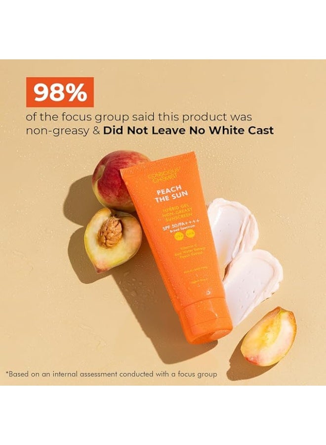 Concious Chemist Peach The Sun Hybrid Gel Sunscreen SPF 50+ PA+++, 50G - Image 2