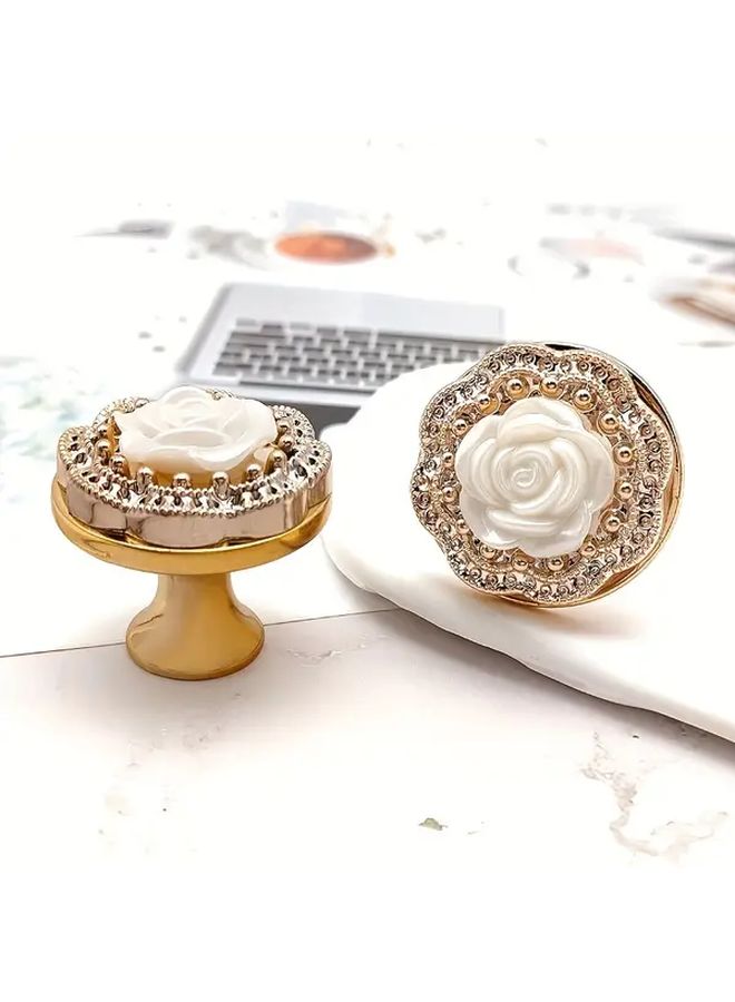 Golden Floral Handles With Rose Pattern 10pcs For Kitchen Cabinets And Drawers - Image 4