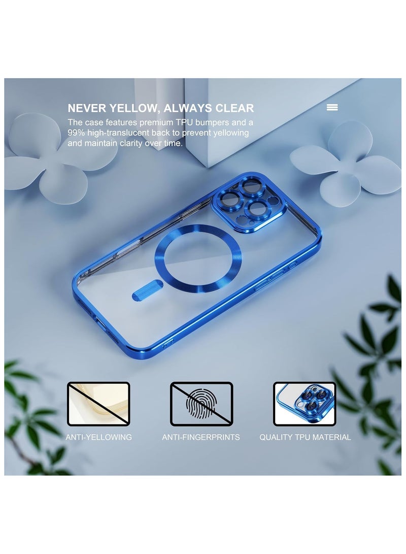 Magnetic Case for iphone 16 pro max Compatible with Wireless Charging, Cover Camera Lens Protector, Slim Protective anti Yellowing Clear Case for iphone 16 pro max  - Image 4