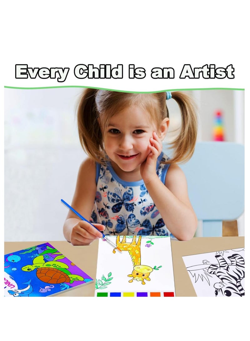 KASTWAVE أطقم ألوان مائية للأطفال، رسم مع كتب تلوين بالماء، تلوين خالي من الفوضى للأطفال الصغار، مجموعة طلاء سحرية للأطفال، مجموعة فنون وحرف للأطفال، نشاط سفر، حيوانات - Image 4