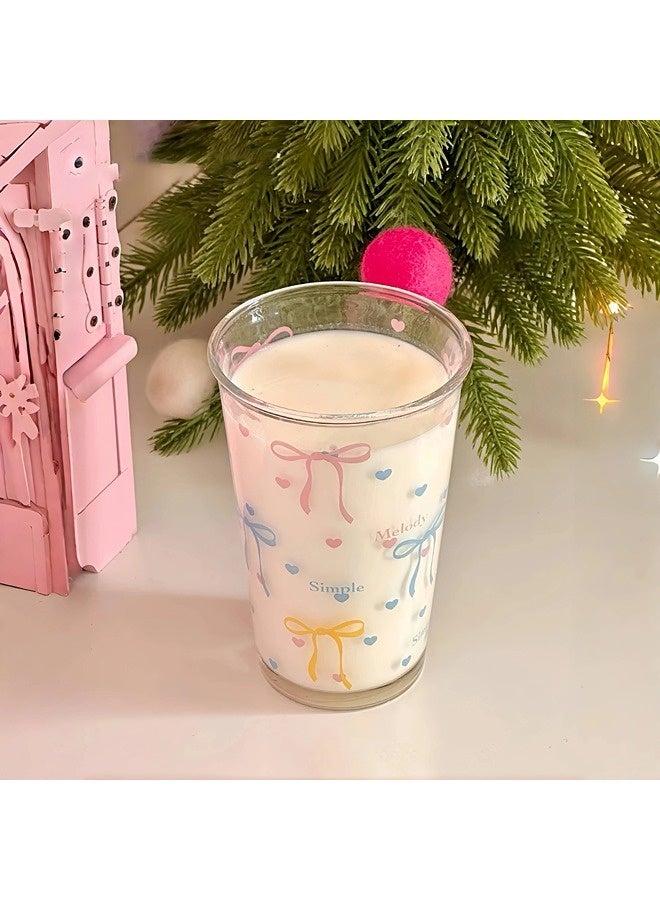 ShebSheb 380ml Cute Bow Glass Water Cup, French Glass Coffee Mug,  (Mouth Diameter 3.38" × Height 5.11") - Image 3