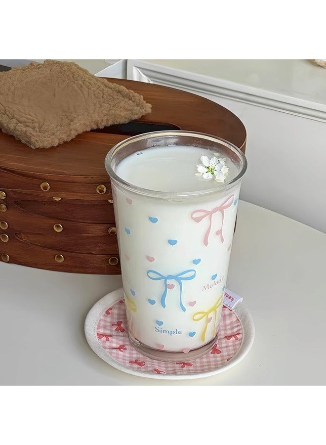 ShebSheb 380ml Cute Bow Glass Water Cup, French Glass Coffee Mug,  (Mouth Diameter 3.38" × Height 5.11") - Image 5