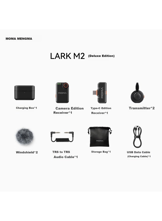 Moma Lark M2 Wireless Lavalier Microphone, Mengjiao Microphone One-to Mini Button Commercial Noise Reduction Microphone, Deluxe Editio - Image 1
