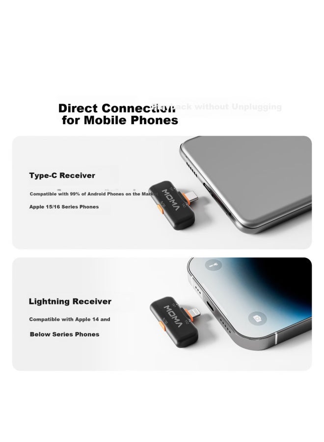 Moma Lark M2 Wireless Lavalier Microphone, Mengjiao Microphone One-to Mini Button Commercial Noise Reduction Microphone, Deluxe Editio - Image 2