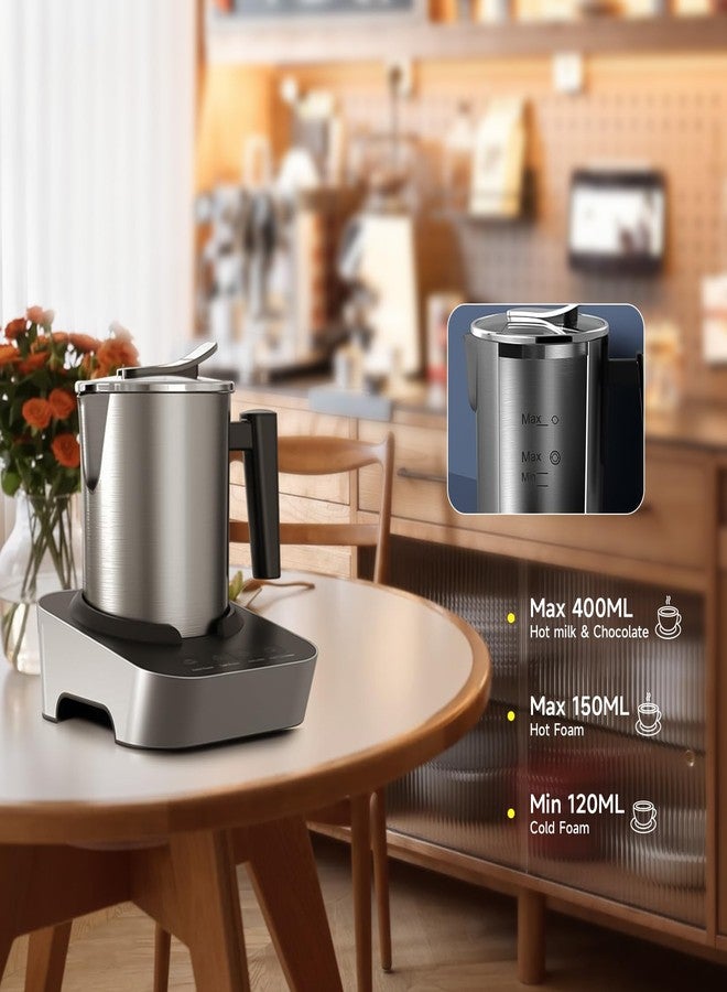 FUNLAVIE 4-in-1 Electric Milk Frother and Steamer, 400ml(13.5oz) Stainless Steel Pitcher with Auto Shut-Off, Hot & Cold Foam Maker and Milk Warmer for Lattes, Cappuccinos, Macchiato, Dishwasher Safe - Image 5