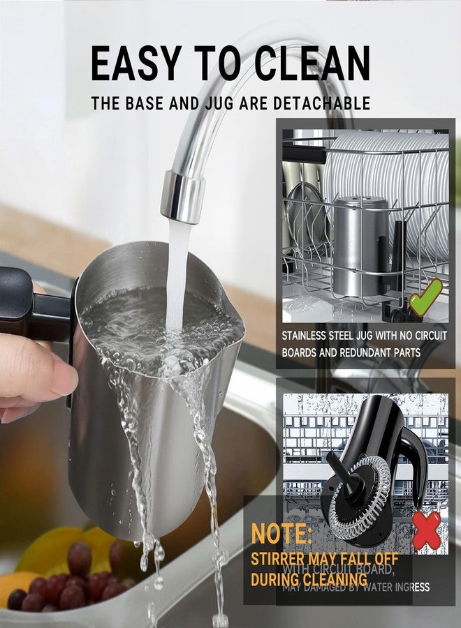 FUNLAVIE 4-in-1 Electric Milk Frother and Steamer, 400ml(13.5oz) Stainless Steel Pitcher with Auto Shut-Off, Hot & Cold Foam Maker and Milk Warmer for Lattes, Cappuccinos, Macchiato, Dishwasher Safe - Image 4