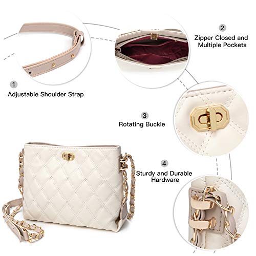 Sivim Crossbody Bags for Women Medium Size Leather Cute Crossbody Purse Shoulder Bag with Adjustable Gold Chain Strap(Medium Beige) - Image 5