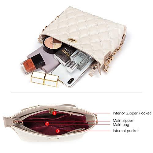 Sivim Crossbody Bags for Women Medium Size Leather Cute Crossbody Purse Shoulder Bag with Adjustable Gold Chain Strap(Medium Beige) - Image 4