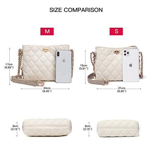 Sivim Crossbody Bags for Women Medium Size Leather Cute Crossbody Purse Shoulder Bag with Adjustable Gold Chain Strap(Medium Beige) - Image 3