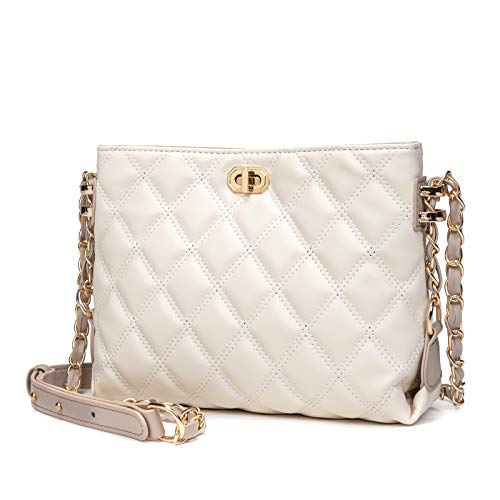 Sivim Crossbody Bags for Women Medium Size Leather Cute Crossbody Purse Shoulder Bag with Adjustable Gold Chain Strap(Medium Beige) - Image 1