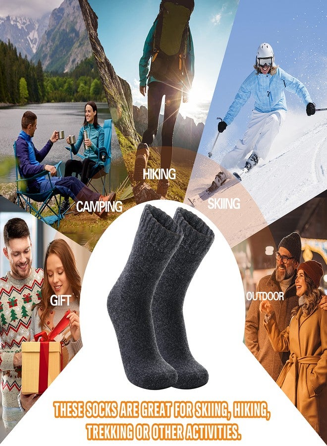 Welwoos Heated Thermal Socks for Women & Men Winter Warm Ski Thick Boot Insulated Gift Socks Stocking Stuffers for Women 3 Pairs (Dark Grey,M) - Image 2