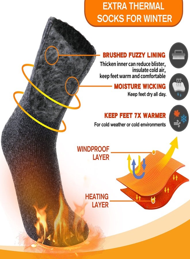 Welwoos Heated Thermal Socks for Women & Men Winter Warm Ski Thick Boot Insulated Gift Socks Stocking Stuffers for Women 3 Pairs (Dark Grey,M) - Image 4