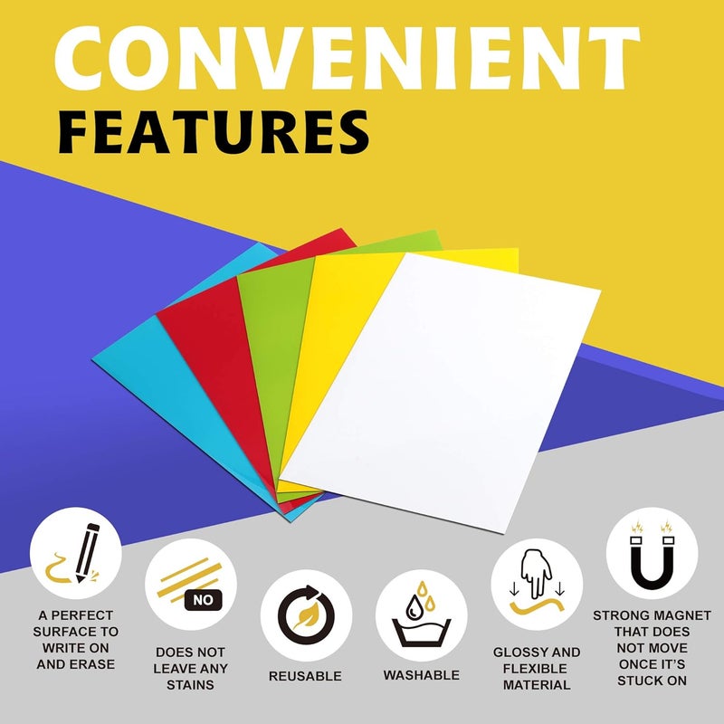 LLPT Dry Erase Magnetic Sheets 6 Packs 5.9” x 8.3” Reusable Washable No Adhesive Trimable Sticker Notes for Refrigerator Desktop Shelf DIY Whiteboard Color White (MSW598) - Image 2