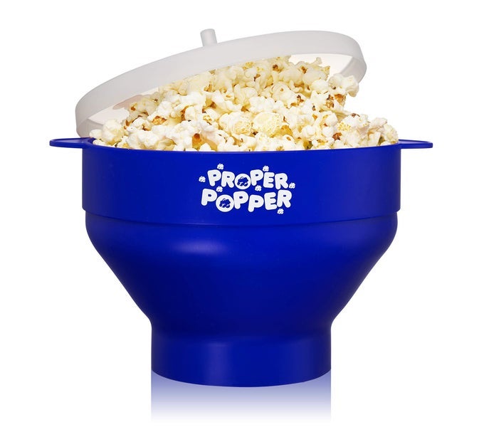 THE ORIGINAL MICROWAVE POPCORN POPPER SILICONE POPCORN MAKER COLLAPSIBLE BOWL BPA FREE DISHWASHER SAFE BLUE